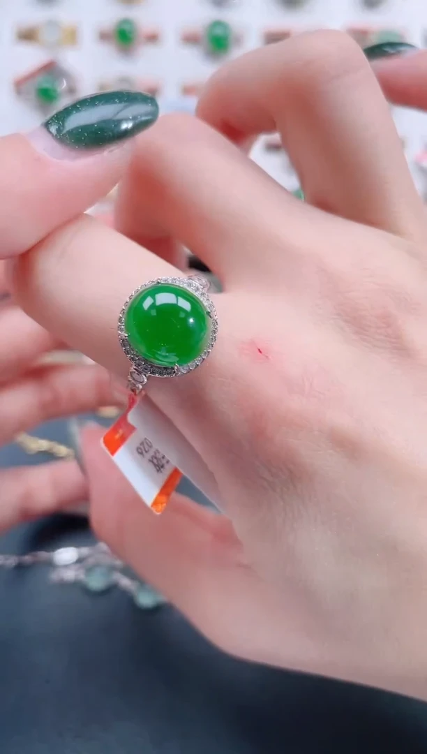 银S925镶嵌戒指翡翠天然翡翠