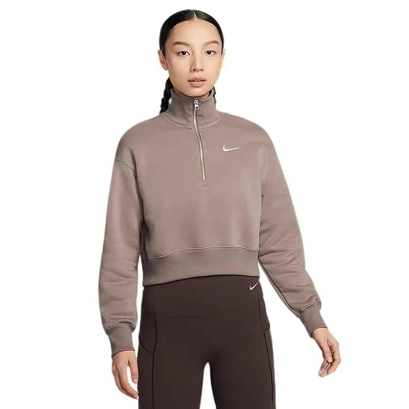 Nike耐克卫衣女春季新款运动休闲加绒半拉链高领套头衫DQ5768-233