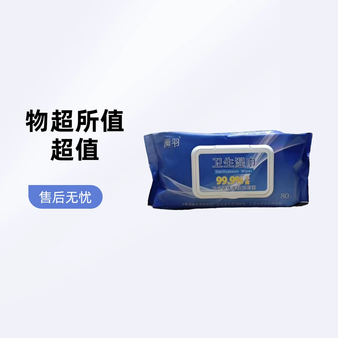 【画羽】加大加厚99.9%杀菌卫生湿巾温和无刺激一次性家用湿纸巾