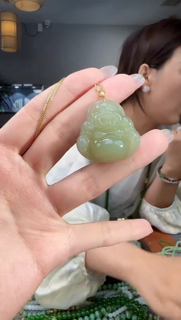 吊坠(不含链)18K金镶嵌和田玉1