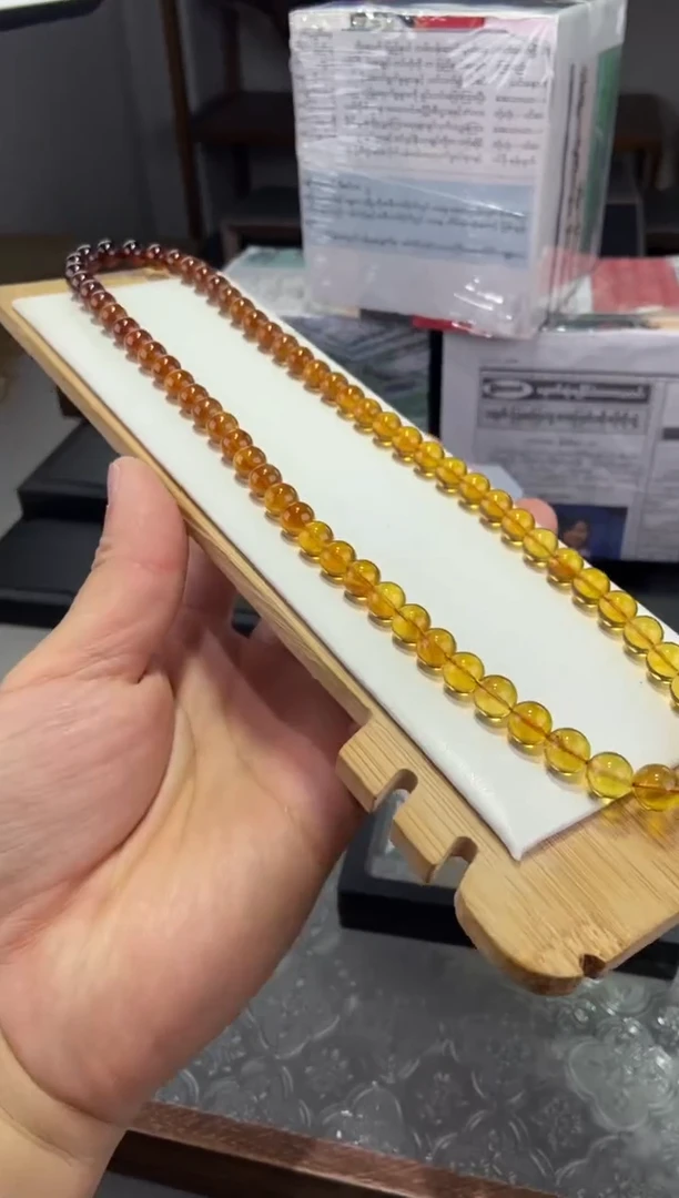 琥珀颈饰未镶嵌8+彩虹渐变项链妈妈链