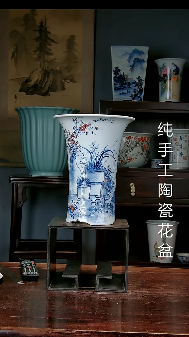景德镇手工陶瓷花盆
