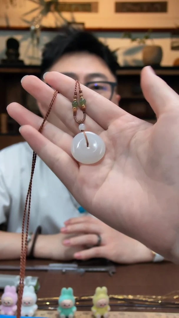 和田玉未镶嵌颈饰白玉平安扣HX