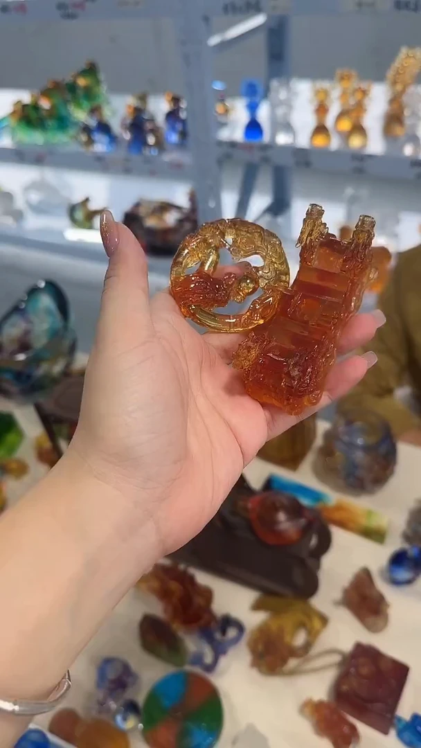 手工艺品琉璃龙香插+龙