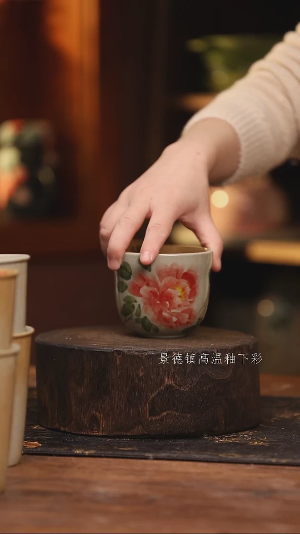 陶瓷 景德镇高温釉下手绘陶瓷@L482@