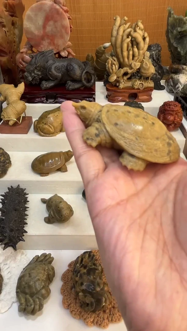 玉泰*甲鱼富甲一方莱州石雕豹斑石摆件