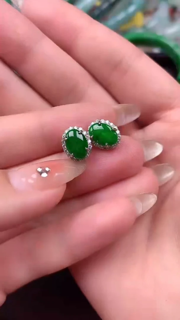 【闪购商品】翡翠耳饰银S925镶嵌耳饰