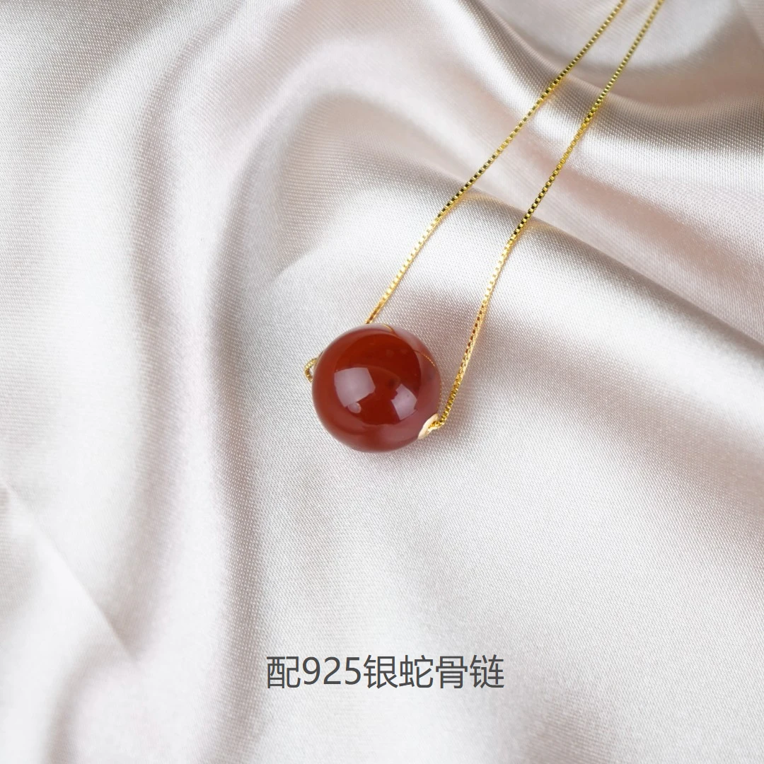 品质珠宝迎新特惠18K金镶嵌红玛瑙转运珠吊坠（赠蛇骨链）简约