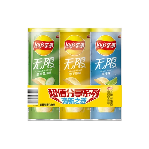 乐事超值分享清新系列薯片(原味+青柠+黄瓜) 104g*3