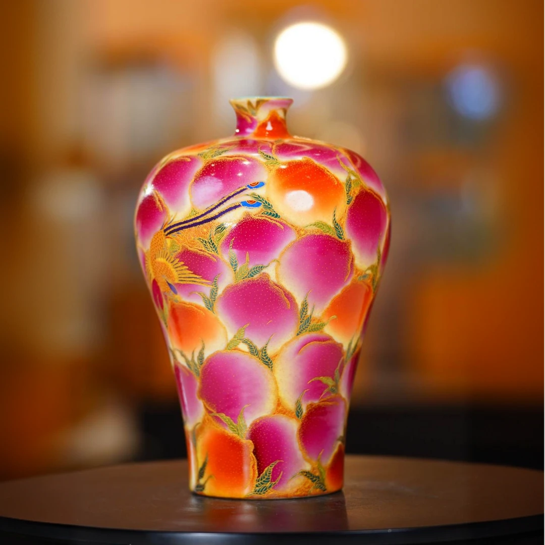 【樊匠造器】金丝珐琅百桃梅瓶