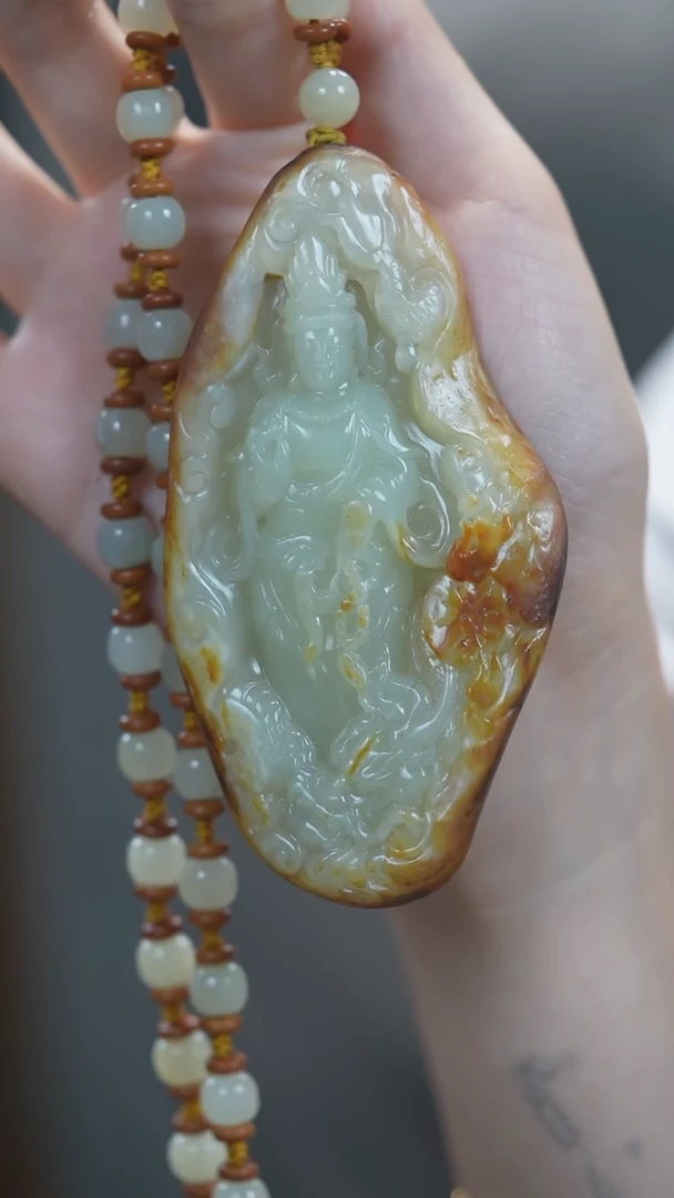 颈饰未镶嵌和田玉观音
