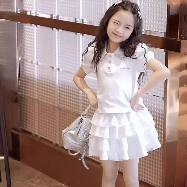 女童套装夏装短裙洋气时髦2025新款儿童夏季薄款polo蛋糕裙两件套