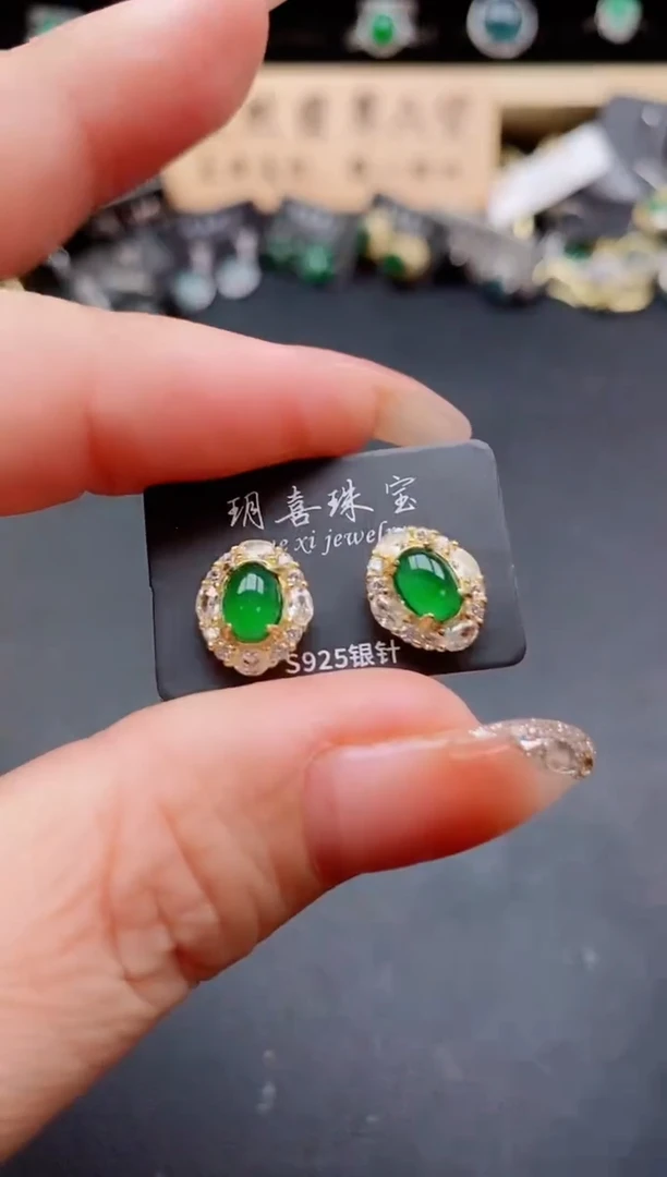 银S925镶嵌戒指翡翠1