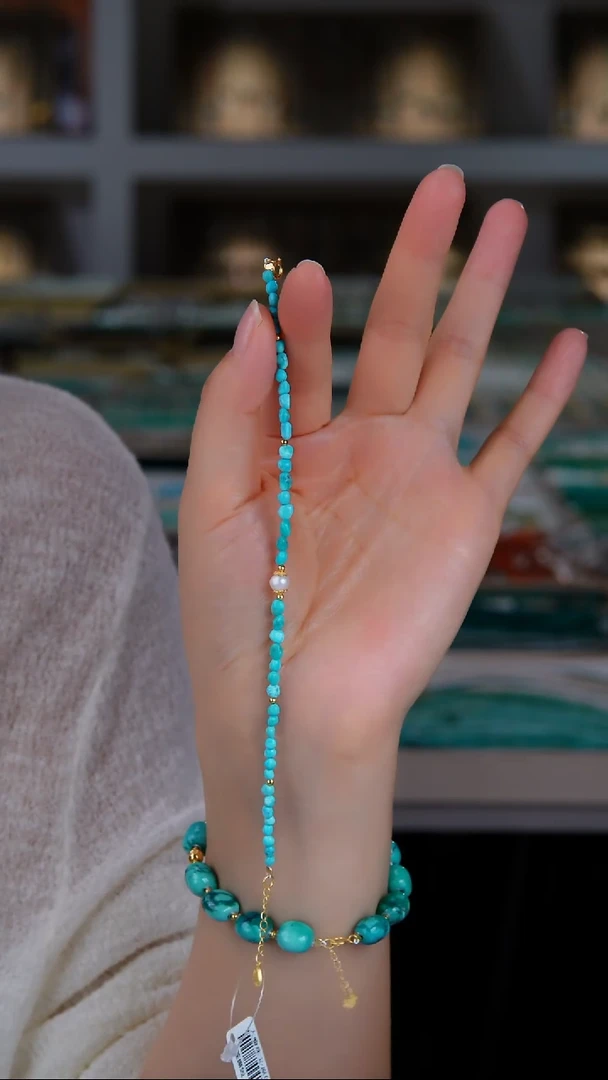 银S925镀金镶嵌绿松石手链多样性发货