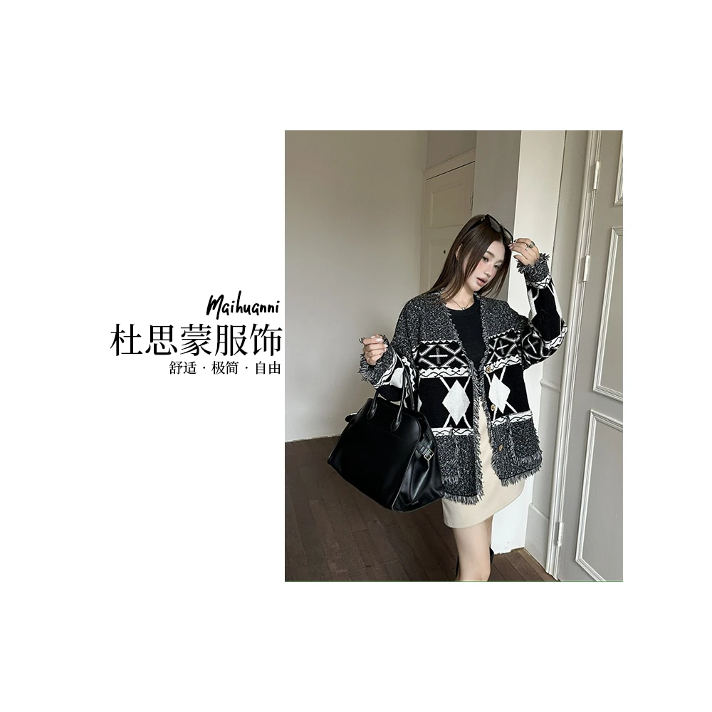(杜思蒙服饰) A805 -【宝藏衣橱】韩系复古慵懒风开衫毛衣外套