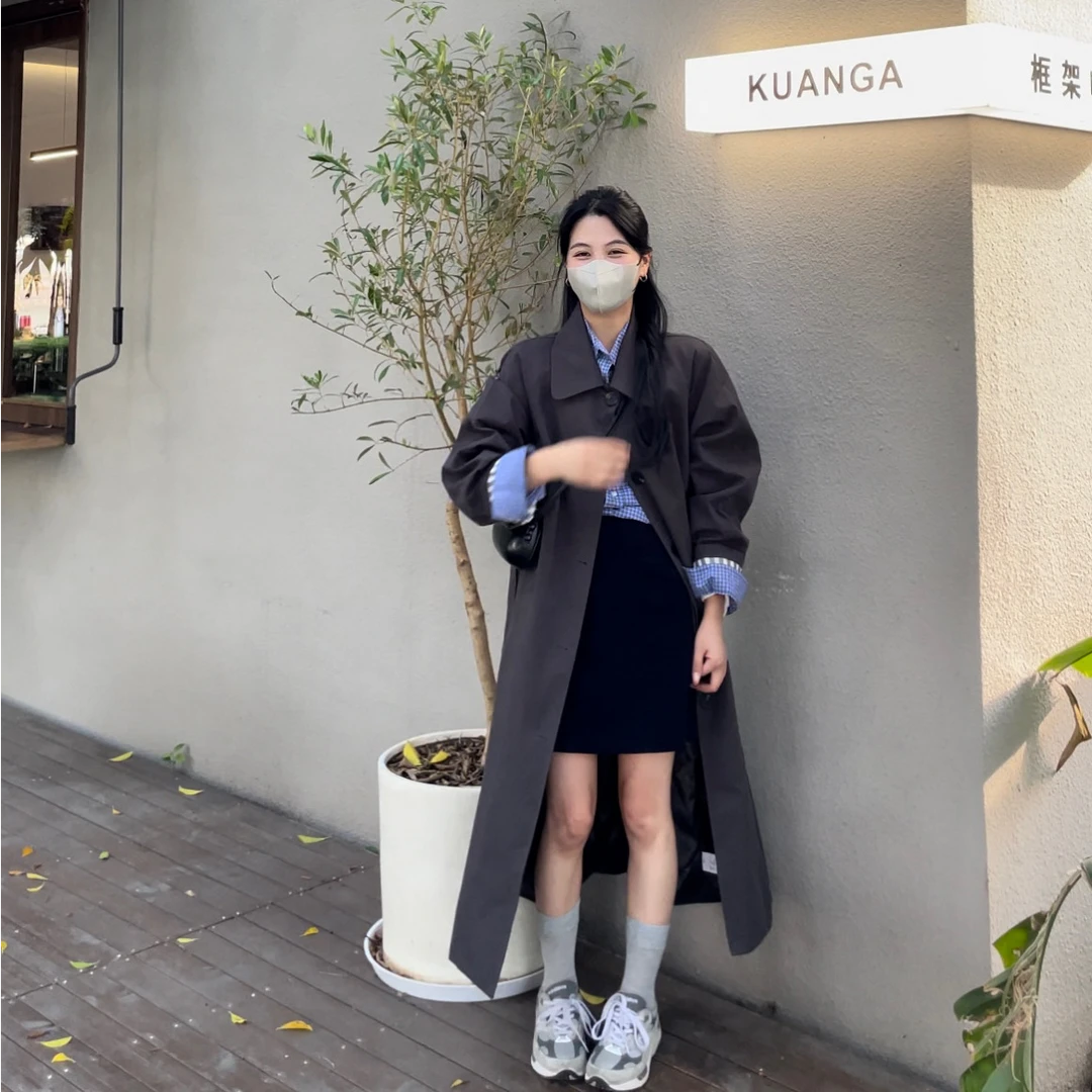 长款风衣外套秋款2024新款小个子复古英伦风休闲大衣