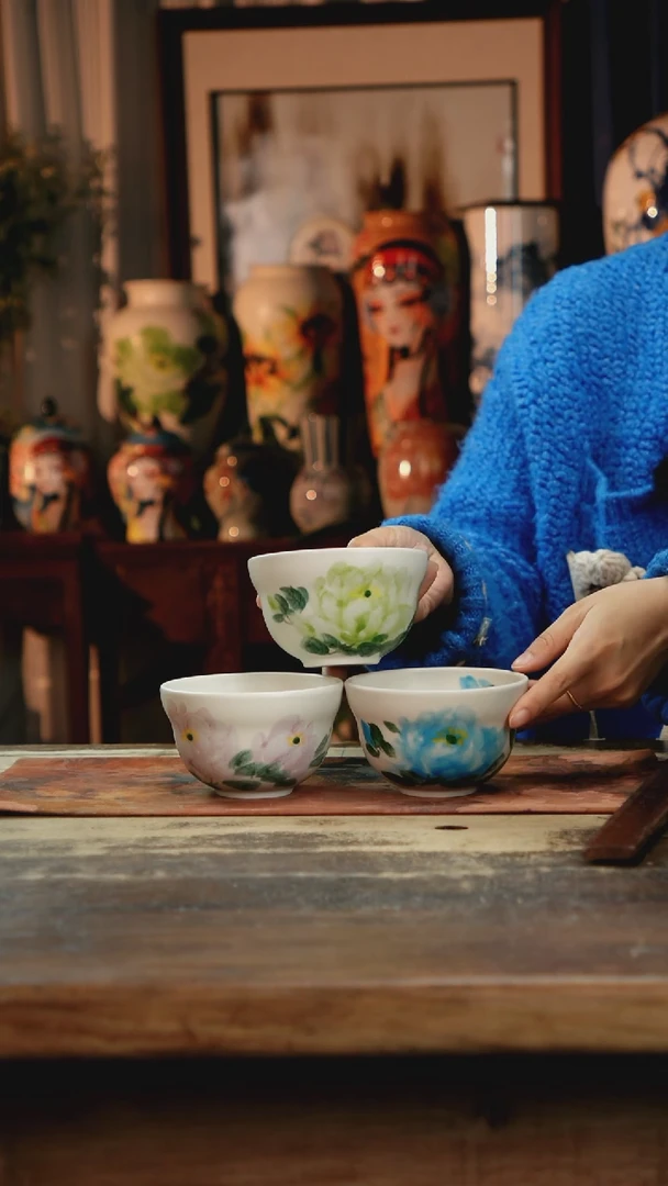 【闪购商品】瓷片景德镇纯手工釉下彩精品花瓶