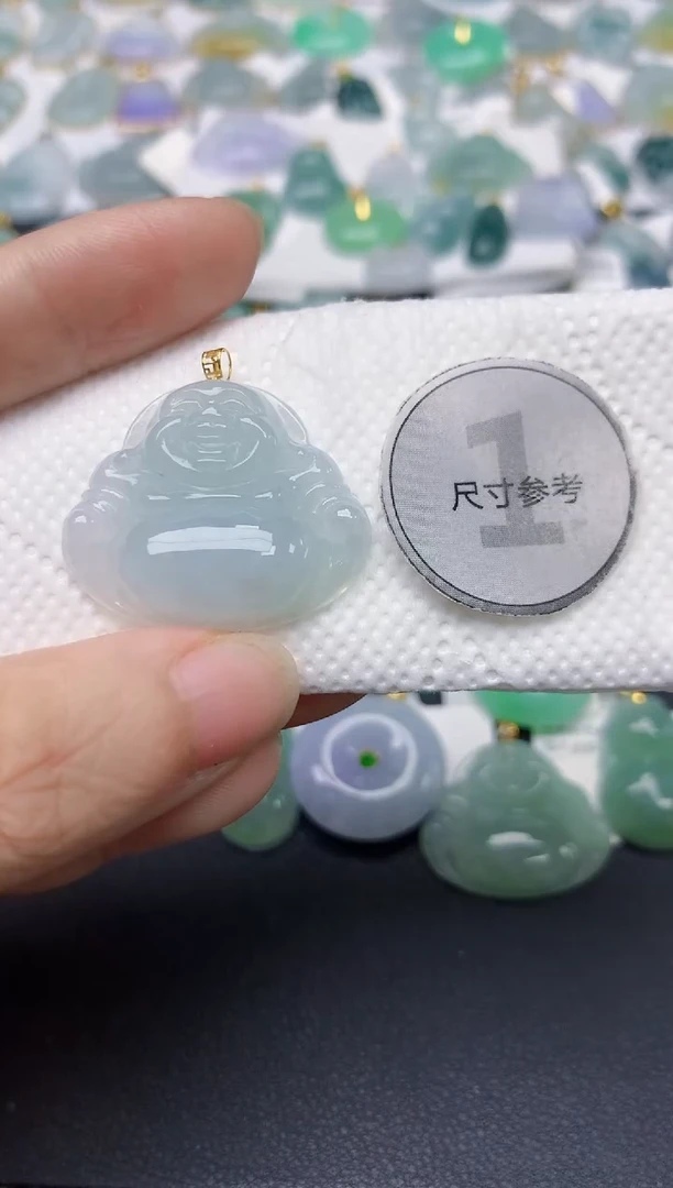 翡翠18K金镶嵌颈饰天然缅甸A货翡翠