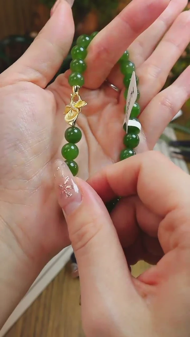 【闪购商品】和田玉手串未镶嵌HJ10027俄料碧玉卡8mm