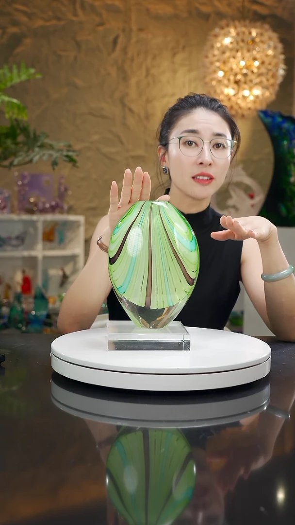 手工艺品琉璃福利绿色设计款花瓶