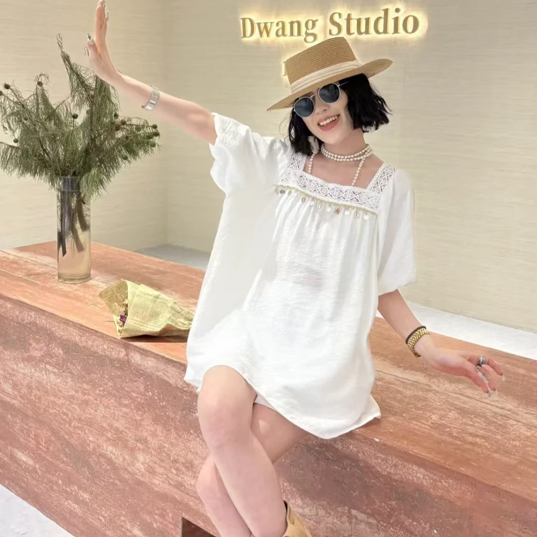 夏季新款韩版女中长款短袖雪纺衫11610