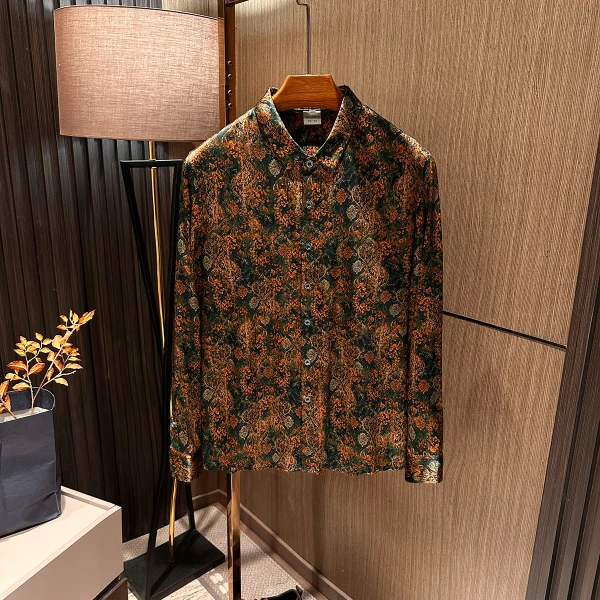 【摩登复古新中式】2025秋季新款男士高端真丝桑蚕丝长袖衬衫衬衣