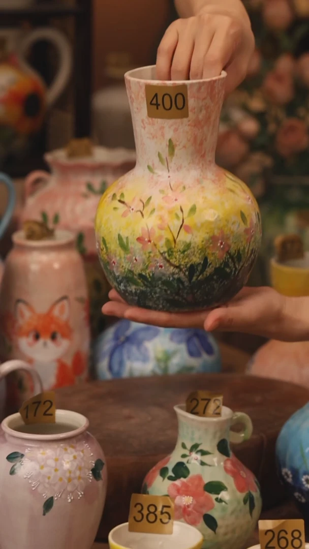 陶瓷400景德镇设计师手作花器摆件侘寂风