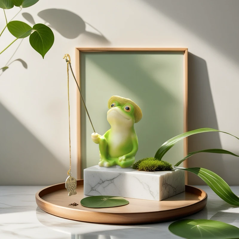 水池青蛙钓鱼摆件古法鱼缸造景庭院假山流水花盆装饰品垂钓工艺品