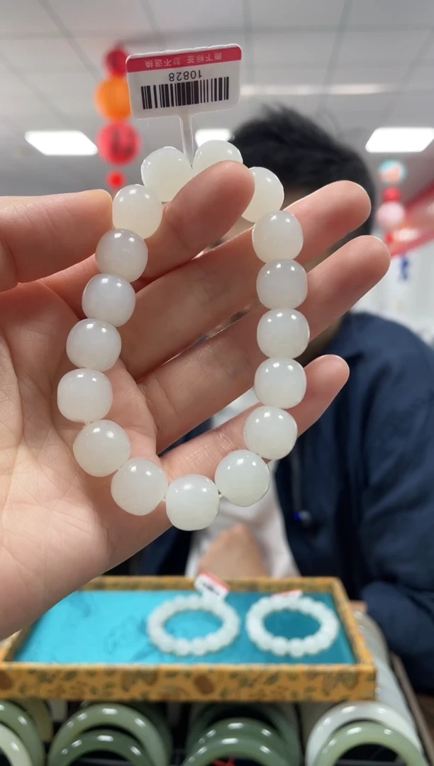 手链未镶嵌和田玉白玉苹果珠老型卡12手串一条