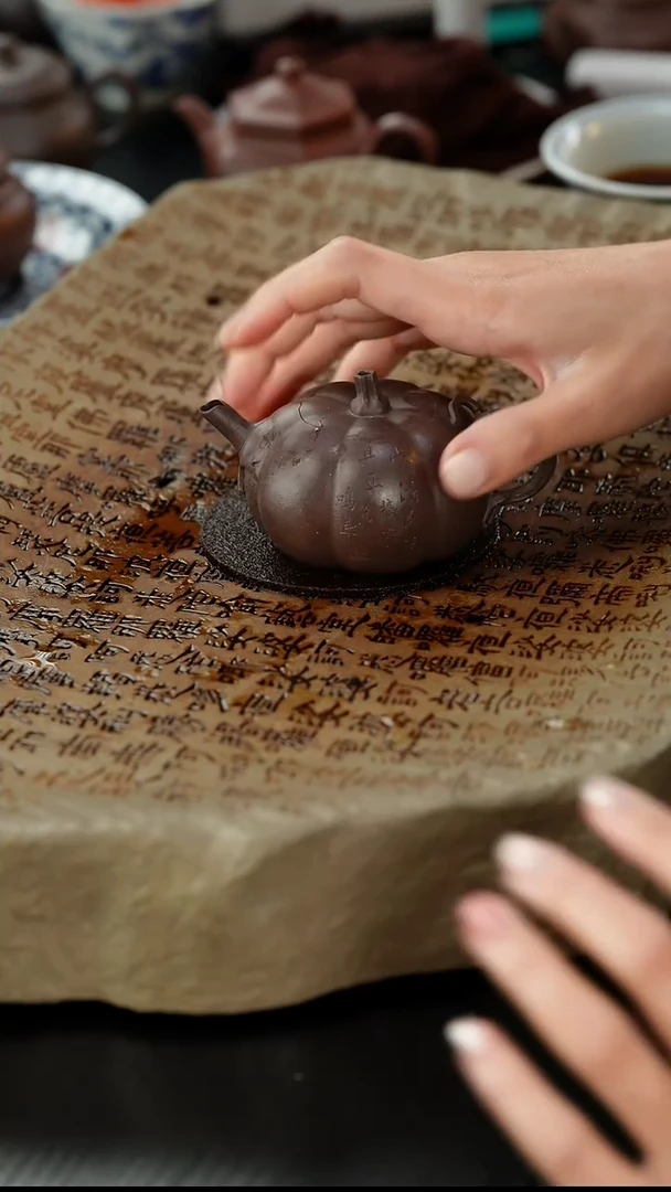 茶壶紫砂梅*孃lx老紫泥鸣远小南瓜120cc