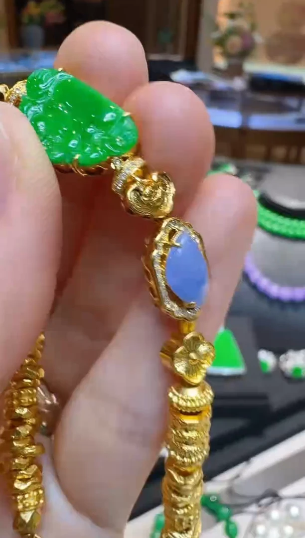 足金镶嵌手链翡翠多样性团购发一件