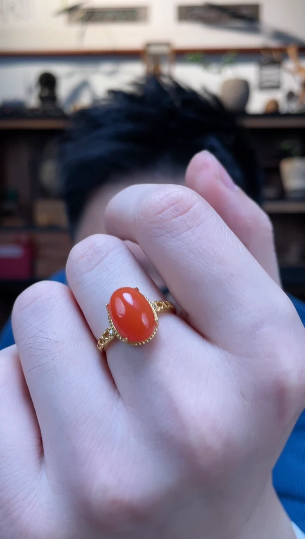 【闪购商品】南红玛瑙戒指银S925镶嵌南红银戒指*10QC多样性发一