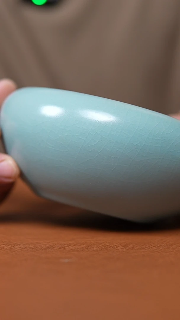 瓷片仿古天青纯手工鸡心水洗微瑕