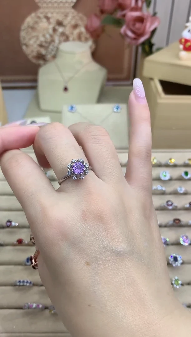 银S925镶嵌戒指紫晶紫水晶