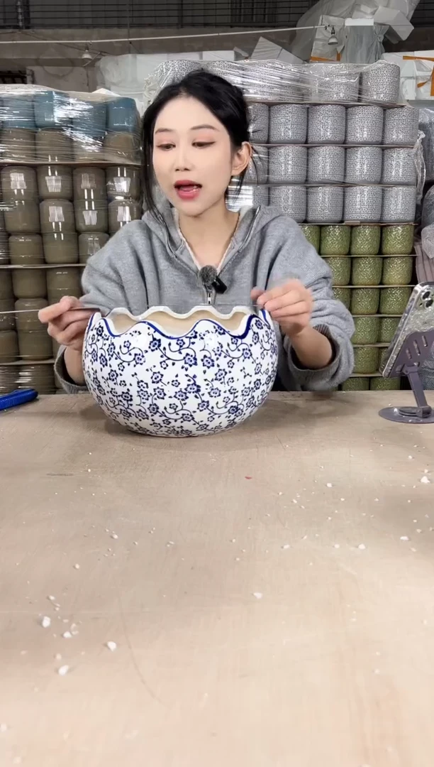 【闪购商品】陶瓷蛋壳白青花瓷大号25x17