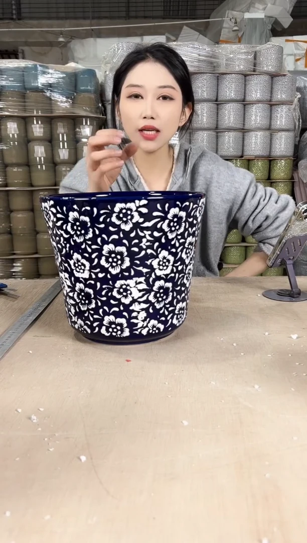 【闪购商品】陶瓷收腰蓝白花大号25x22