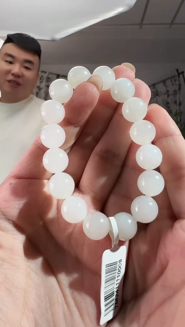 未镶嵌手串和田玉白玉手串 12mm