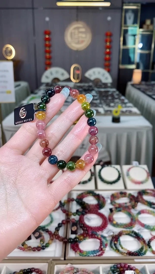 未镶嵌老矿碧玺色标彩虹单圈手串8mm+碧玺多样性发一条mz