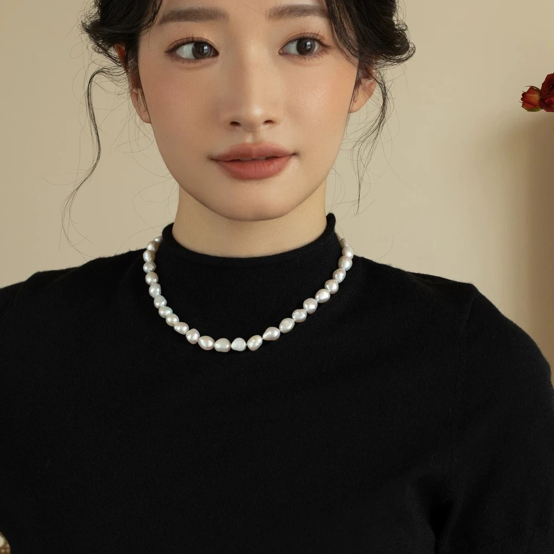 【8-9mm高品质无暇强光】天然淡水珍珠巴洛克项链女气质时尚毛衣链