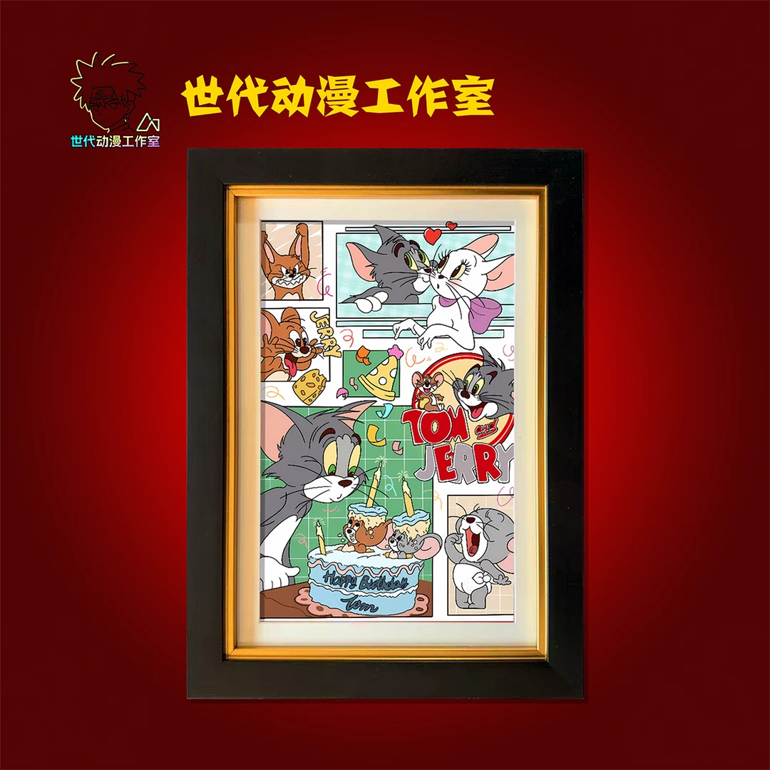 【猫和老鼠】19*24猫和老鼠经典名场面立体镂空装饰画摆件T0077