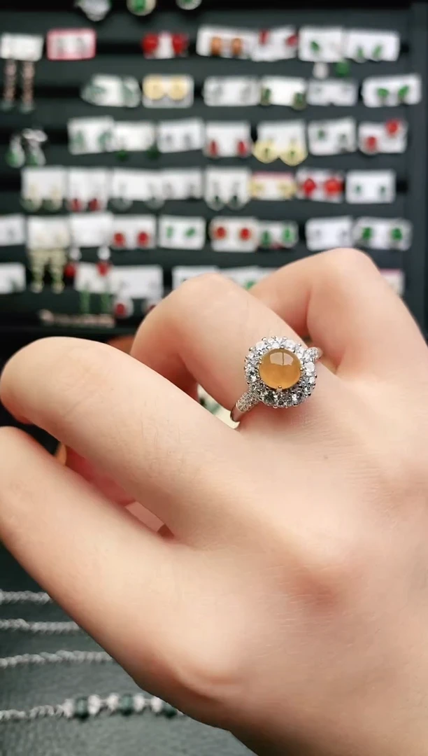 翡翠戒指银S925镶嵌戒指