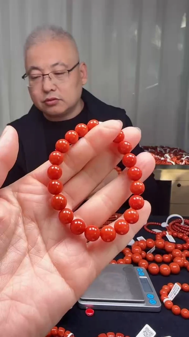 未镶嵌多样性发一件南红玛瑙【高货】锦红9mm保山圆珠单圈