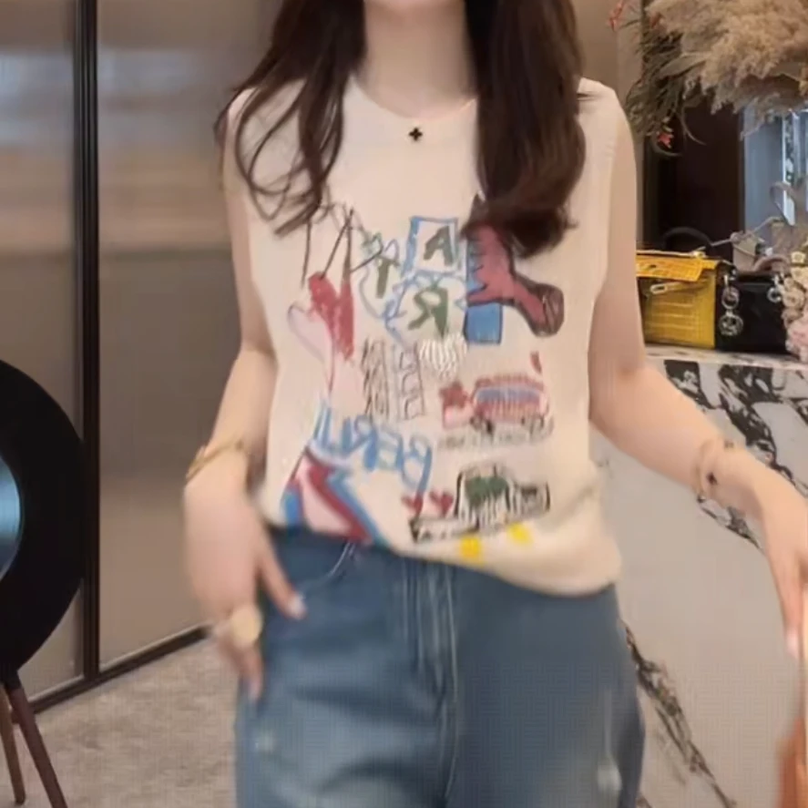 设计感重工ins风上衣女2025新款时尚款洋气女装百搭无袖针织衫