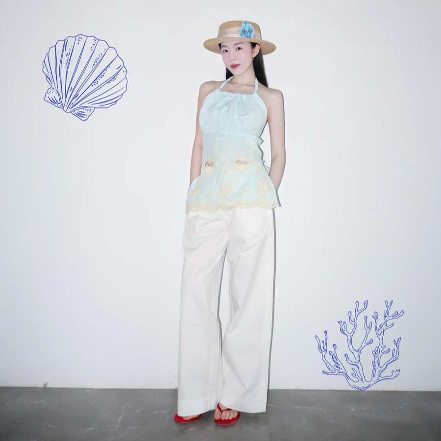 【新链接 和店铺里旧链接一致 放心拍】呼吸裤直筒阔腿白色重工水洗