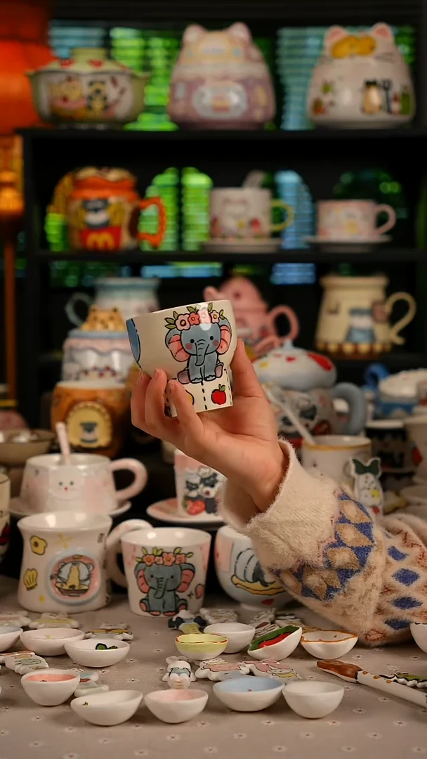 陶瓷无盖款景德镇高温釉下彩纯手绘创意瓷