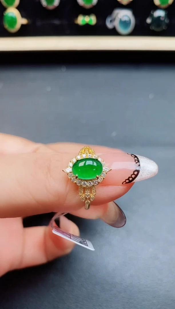 翡翠戒指银S925镶嵌508051