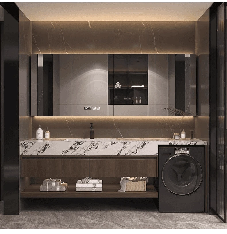 岩板陶瓷盆阳台洗衣机一体柜祝贺浴室柜卫生间洗漱台洗脸盆