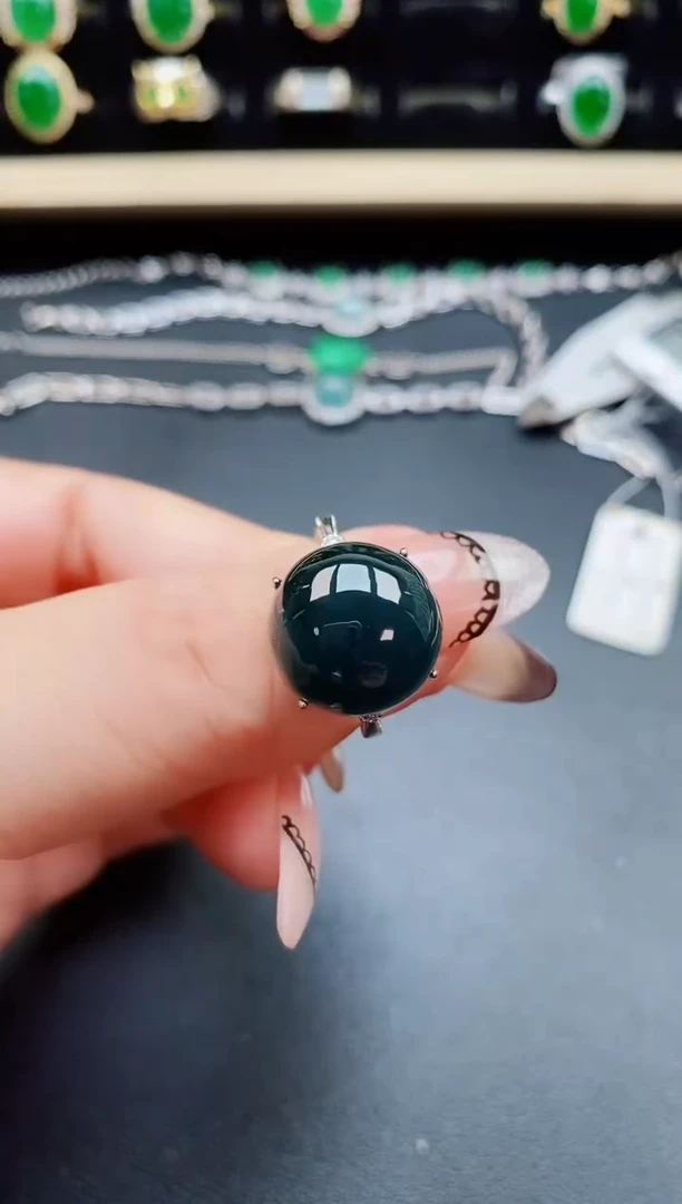 翡翠戒指银S925镶嵌21321