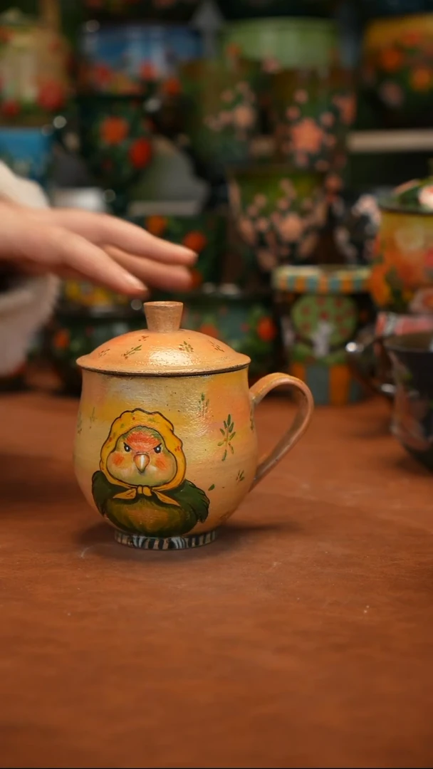 紫砂油画釉下彩手绘