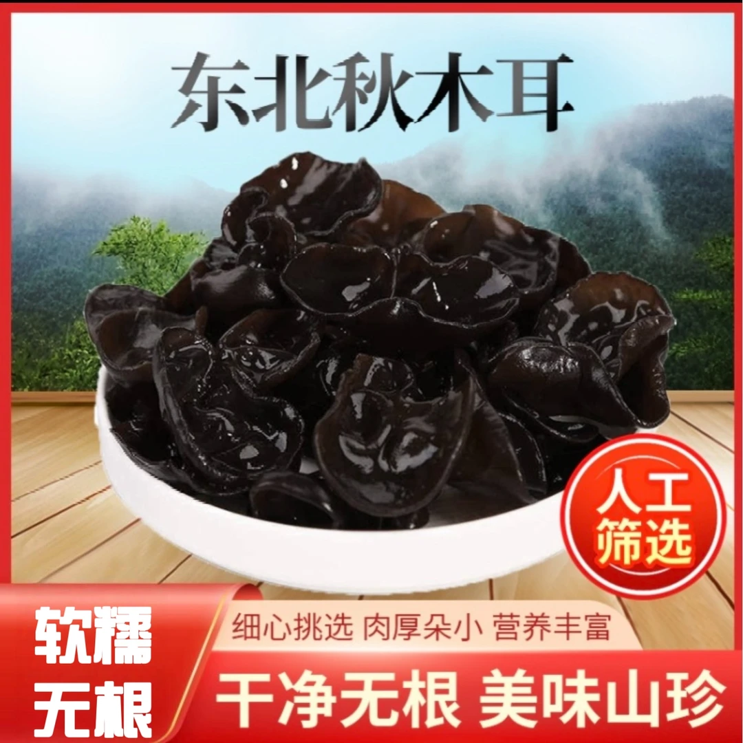 东北黑木耳秋木耳肉厚无根软糯小碗耳500克一袋(支持试吃50克)